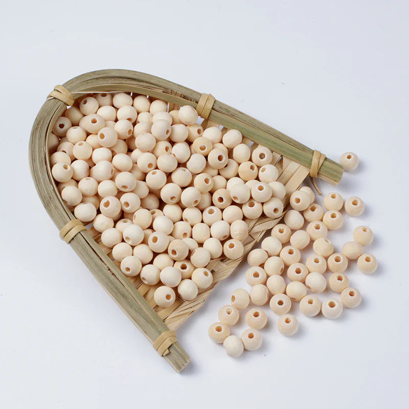 10pc Maple Wood Round Beads (10-18mm)
