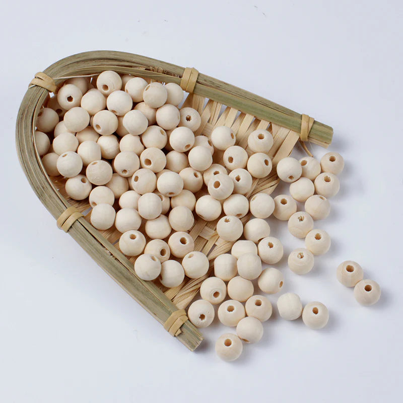 10pc Maple Wood Round Beads (10-18mm)