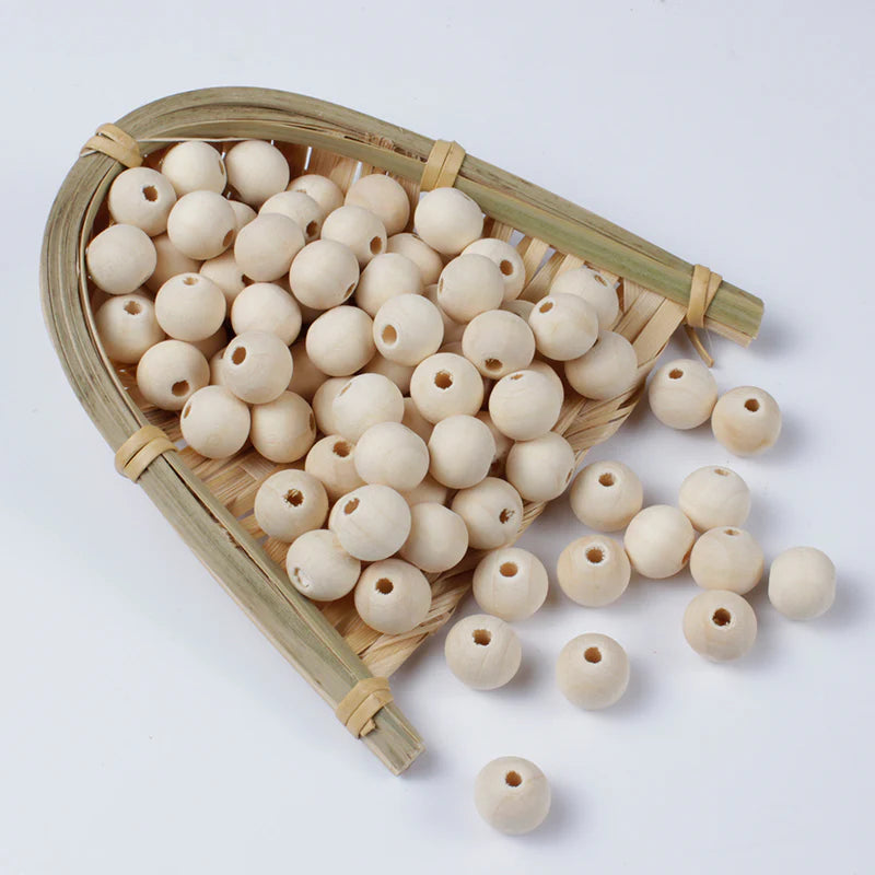 10pc Maple Wood Round Beads (10-18mm)