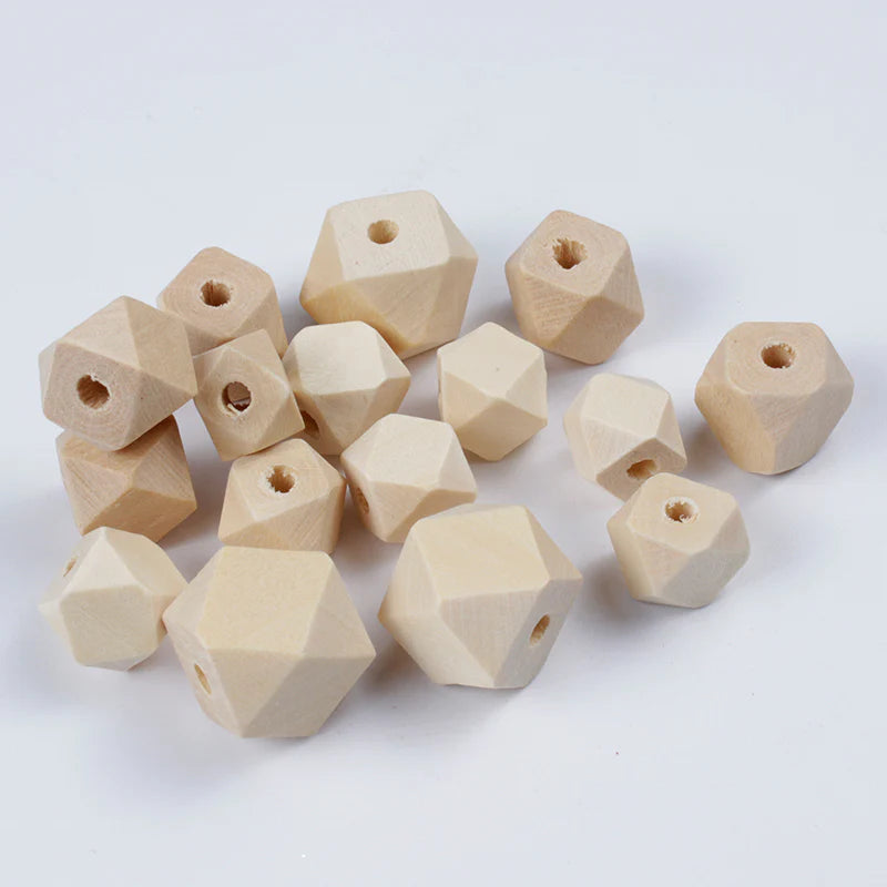 10pc Maple Wood Octagonal Beads (14-16mm)