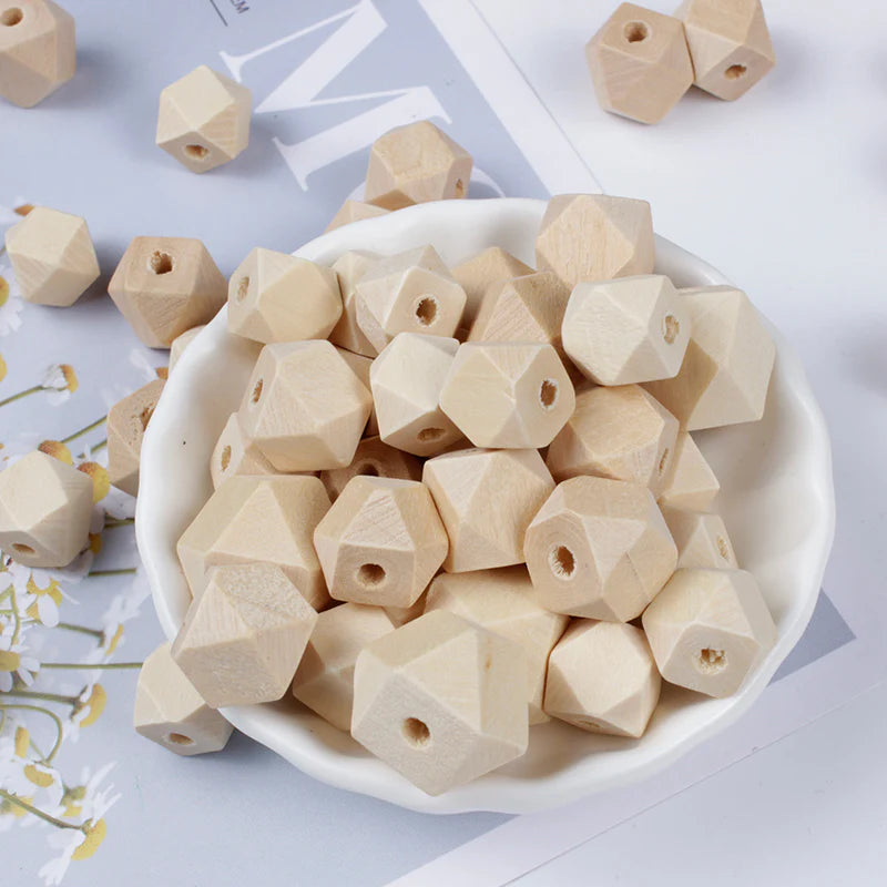 10pc Maple Wood Octagonal Beads (14-16mm)