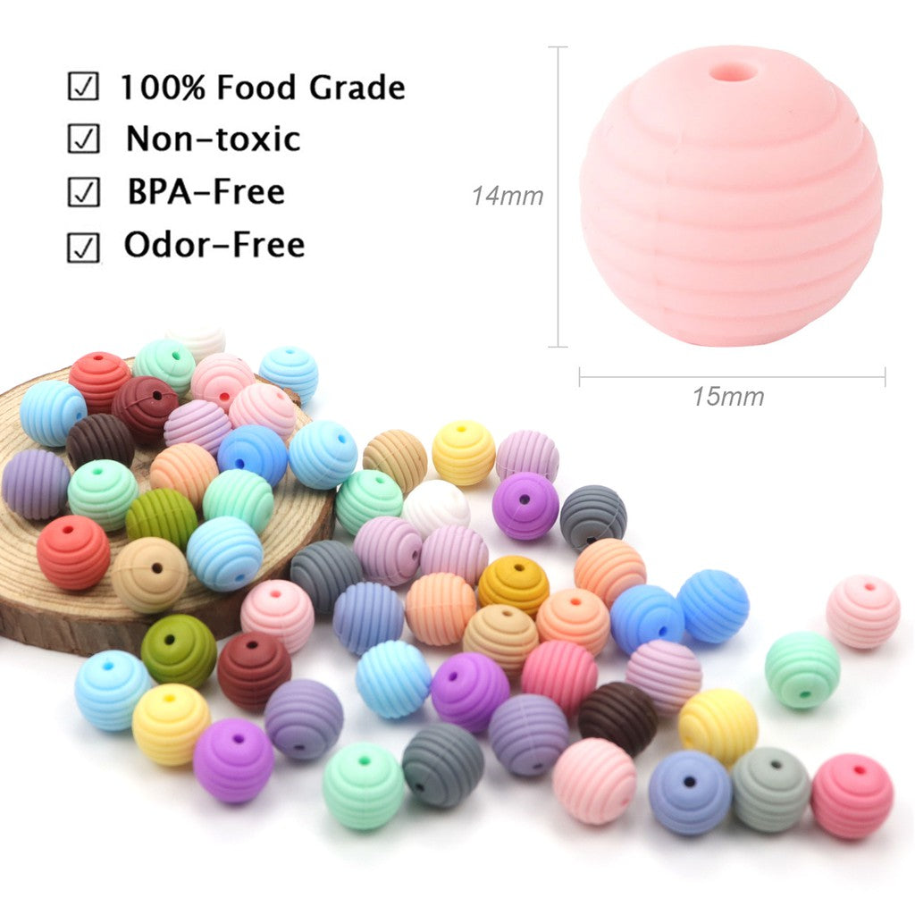 5pcs Silicone Round Spiral Teething Beads