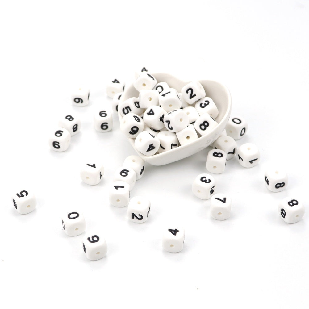 5pcs Silicone 0-9 Numbers Teething Beads