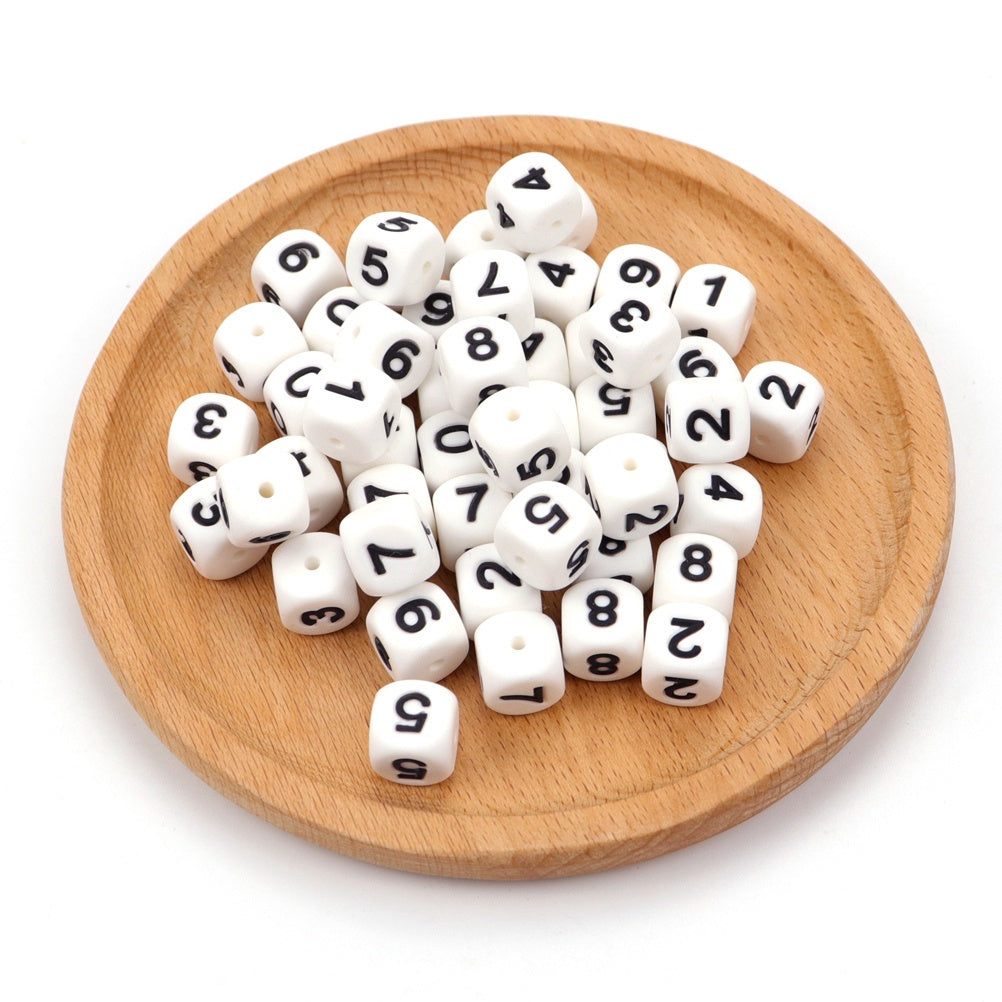 5pcs Silicone 0-9 Numbers Teething Beads