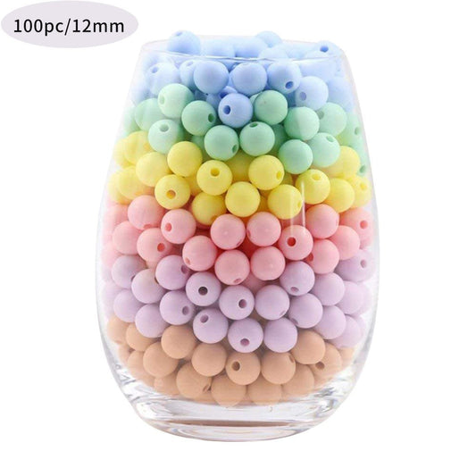 100PCS 12mm Silicone Teething Beads - Candy Color