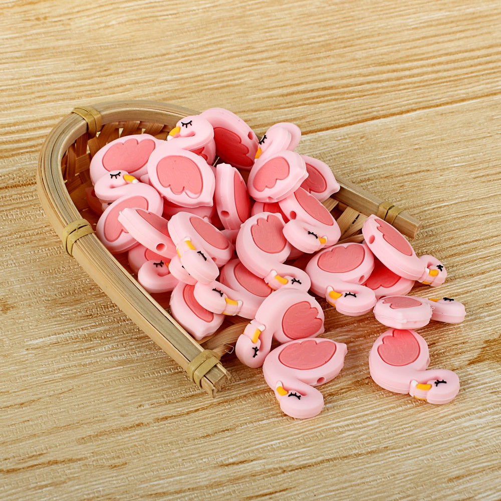Silicone Flamingo Teething Beads