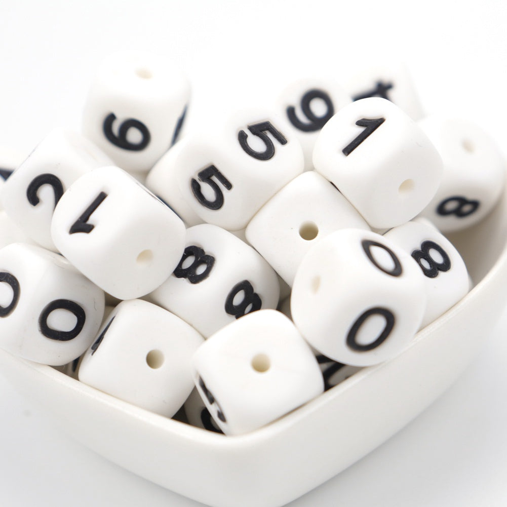 5pcs Silicone 0-9 Numbers Teething Beads