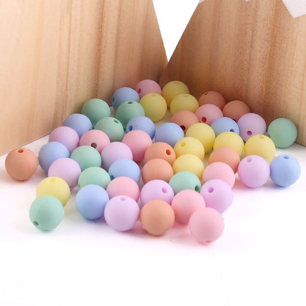 100PCS 12mm Silicone Teething Beads - Candy Color