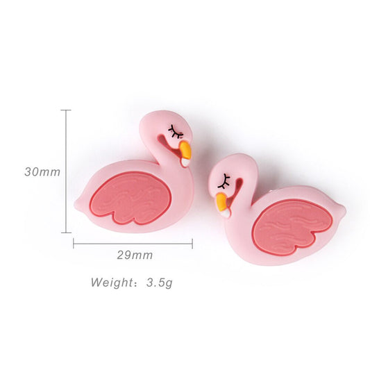 Silicone Flamingo Teething Beads