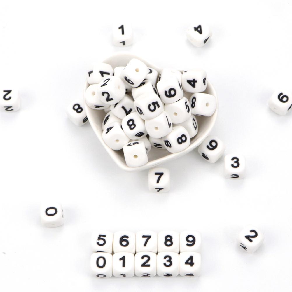 5pcs Silicone 0-9 Numbers Teething Beads