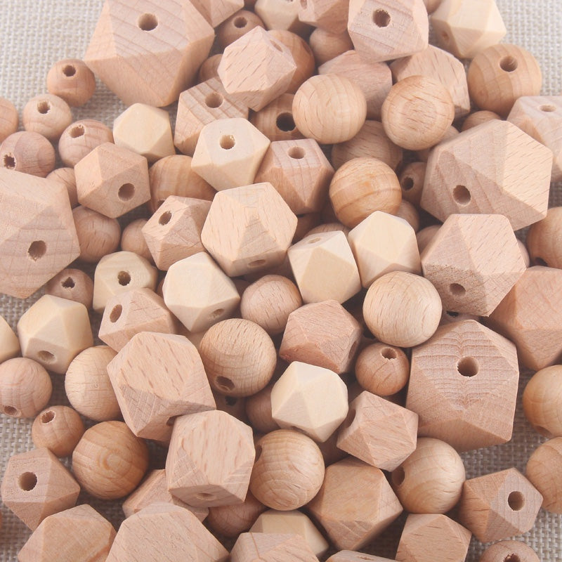 10 Pieces Beech Wood Round Beads (10-18mm)