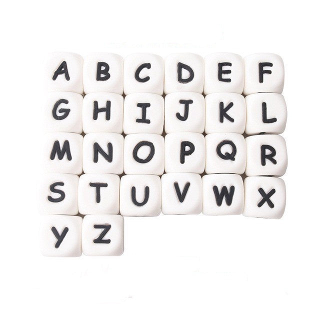 50pcs Silicone Letters Beads