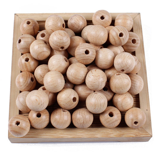 10 Pieces Beech Wood Round Beads (10-18mm)