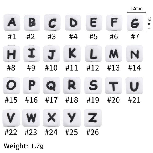 50pcs Silicone Letters Beads