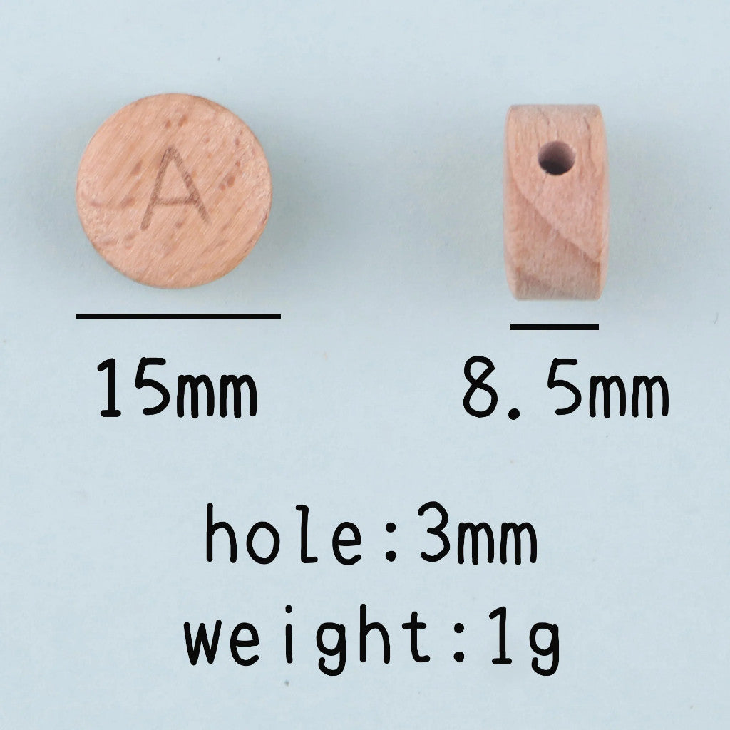 5pcs Wooden Round Letter Beads