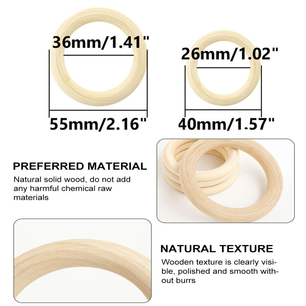 5pcs Natural Wooden Teething Ring