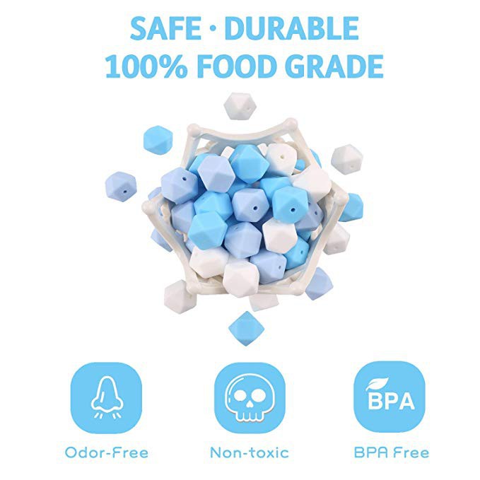 50pcs 17mm Hexagon Silicone Beads