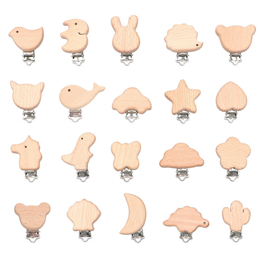 Wooden Animal Pacifier Clip