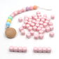 5pcs Silicone Letter Beads - Pink