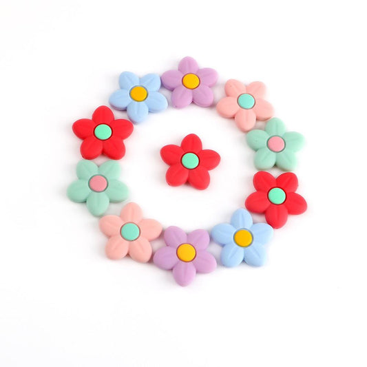 Silicone Cute Flowers Teething Beads