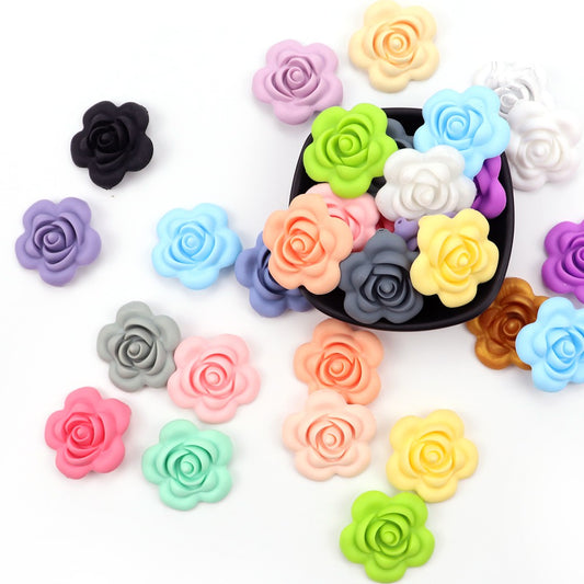 Silicone Rose Flower Teething Beads