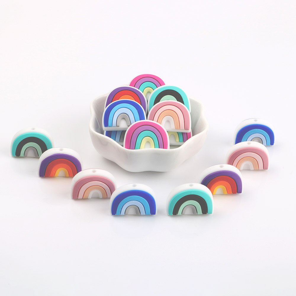 Silicone Mini rainbow Teething Beads