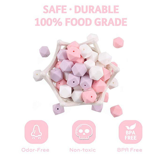 50pcs 17mm Hexagon Silicone Beads