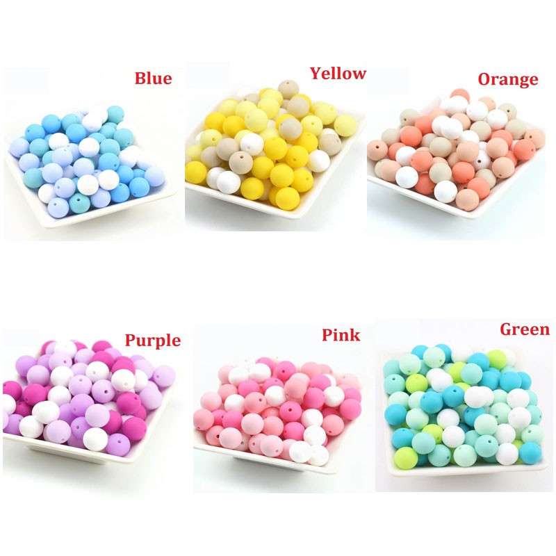 20/40/80pcs 12/15mm Candy Color Silicone Round Beads