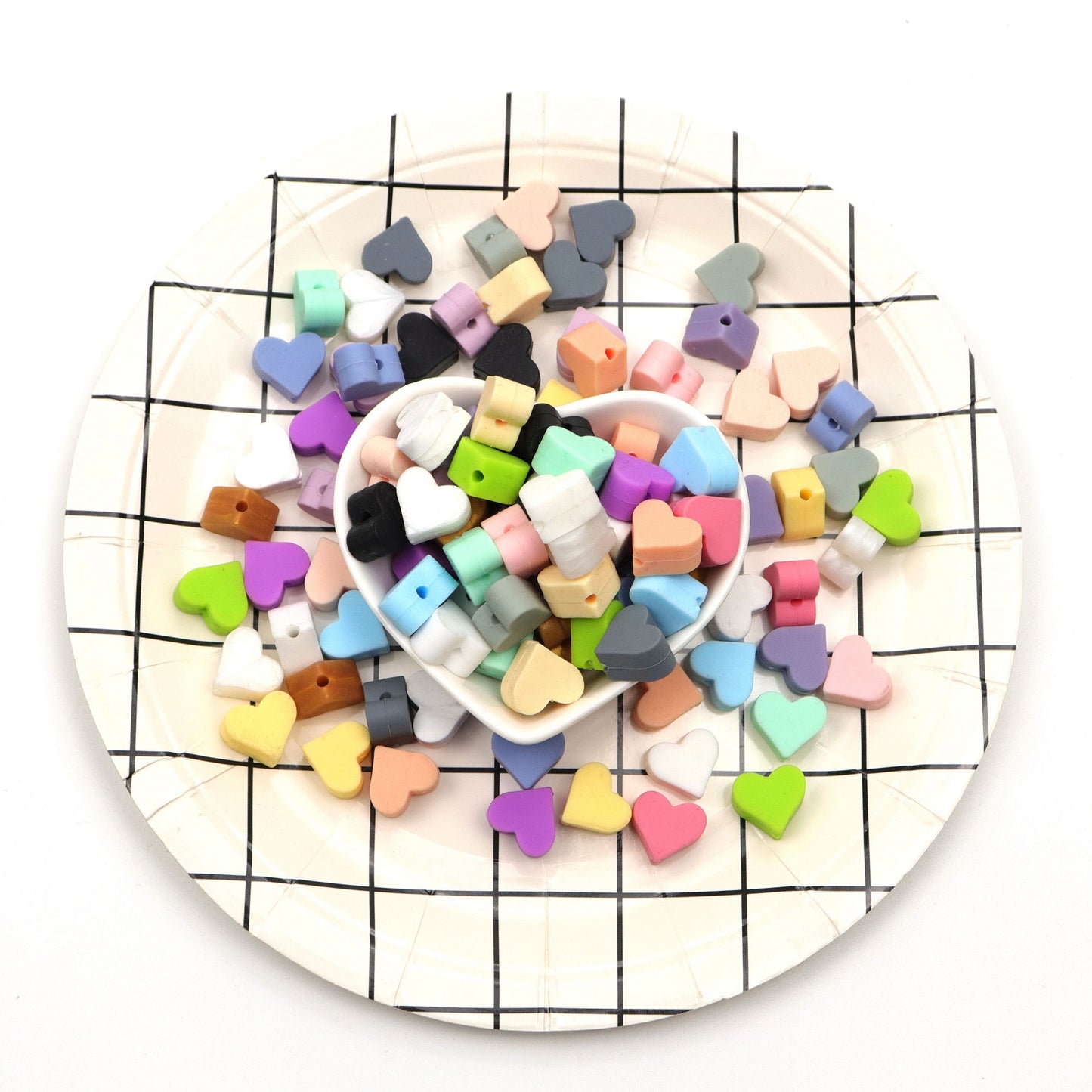 5pcs Silicone Lovely Heart Teething Beads