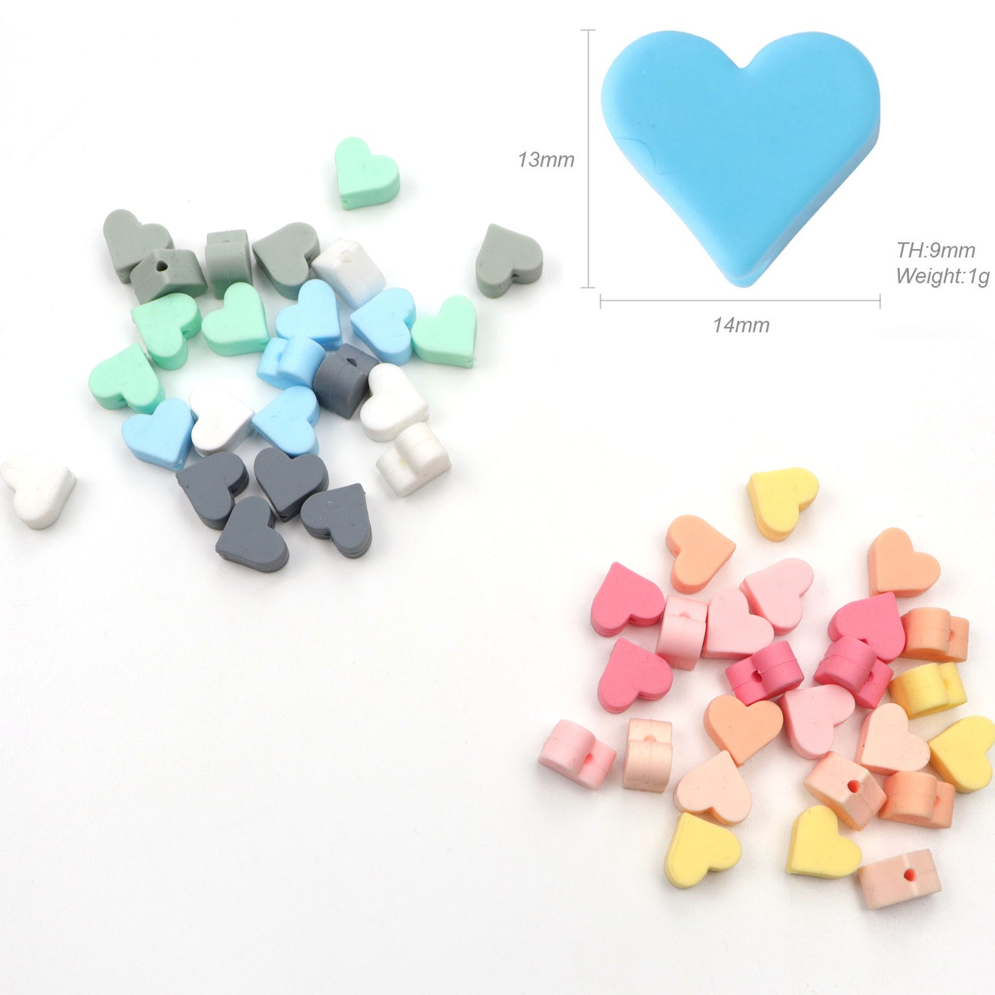 5pcs Silicone Lovely Heart Teething Beads