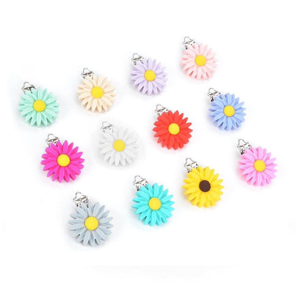 Silicone Daisy Pacifier Clip