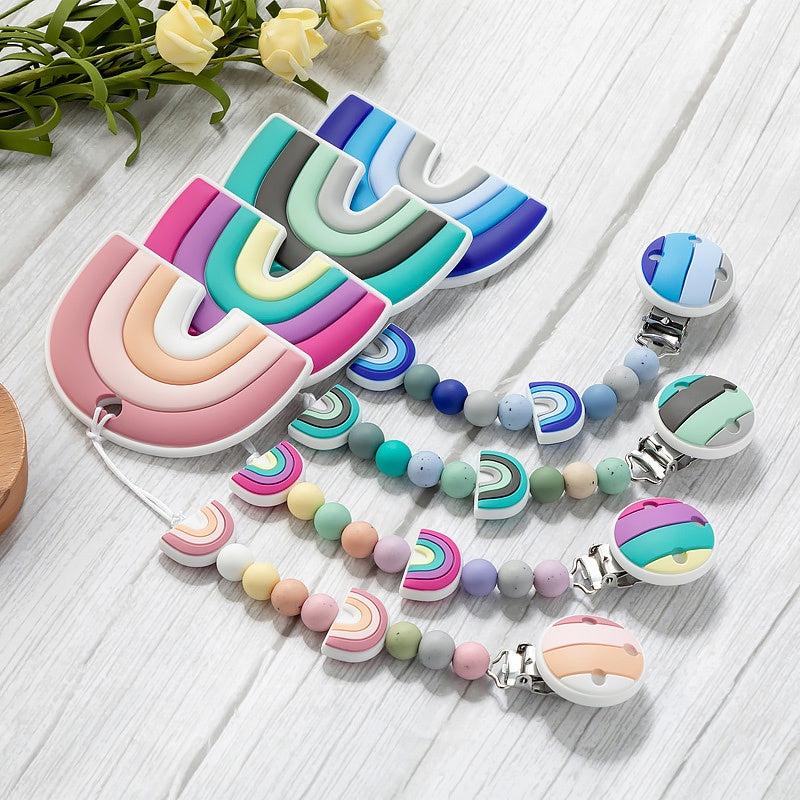 Silicone Mini rainbow Teething Beads