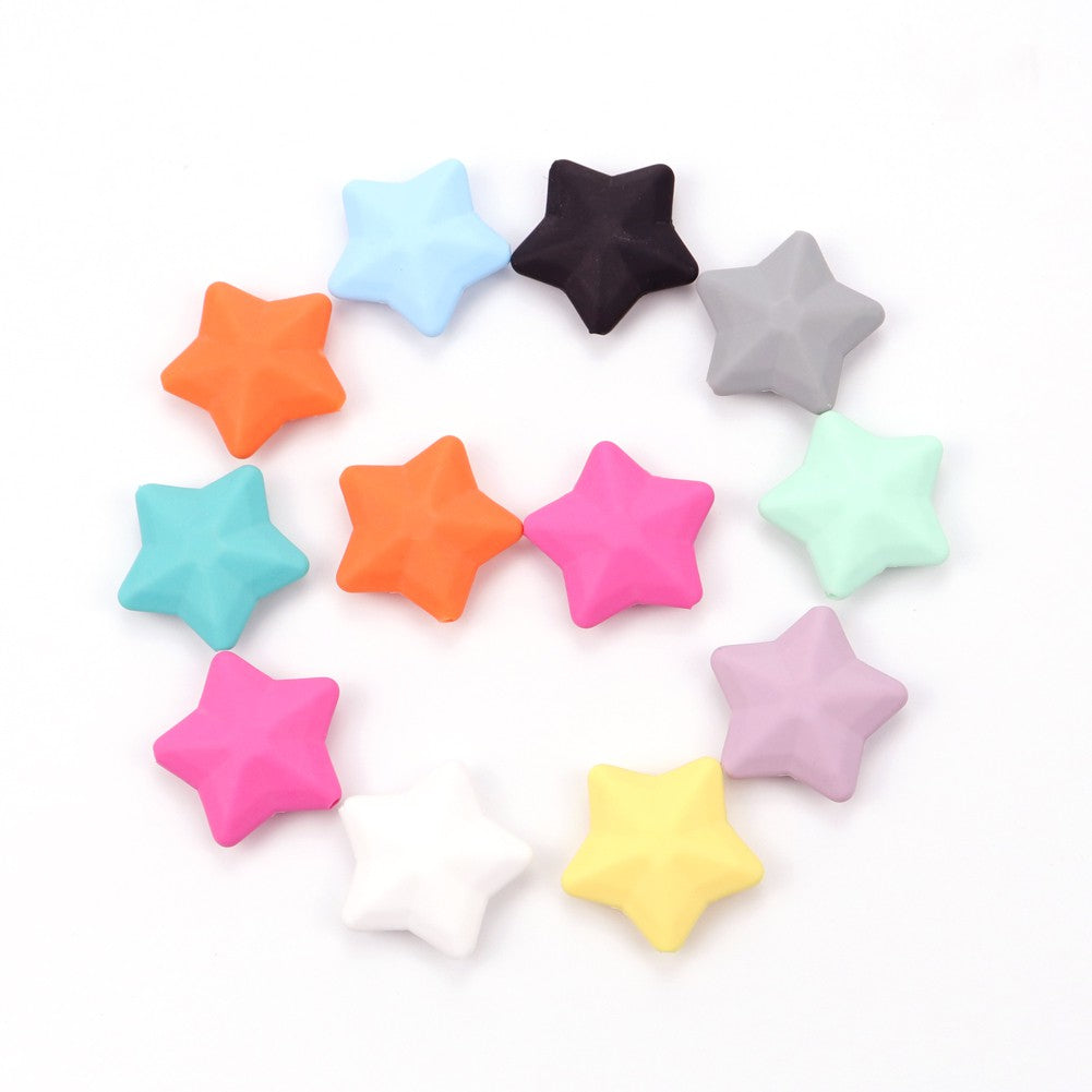 Silicone Diamond Star Teething Beads