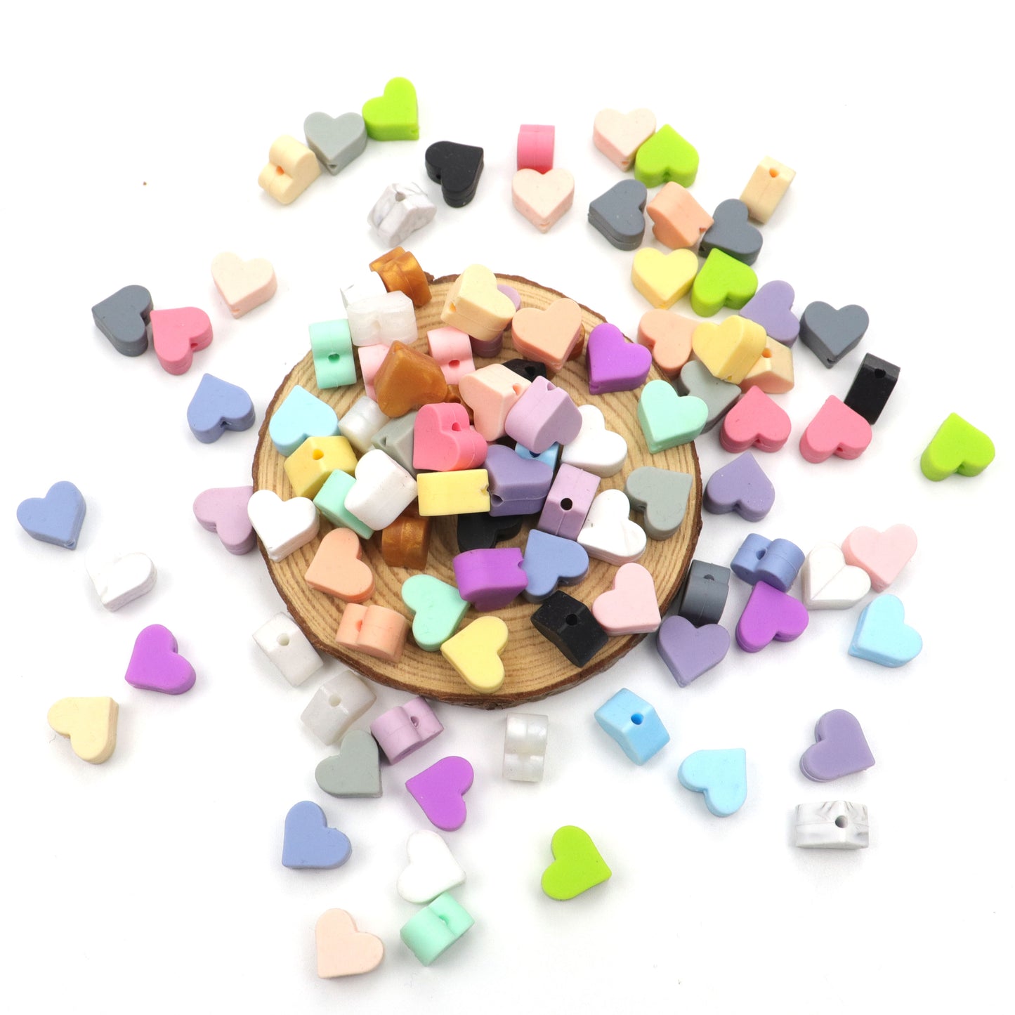5pcs Silicone Lovely Heart Teething Beads