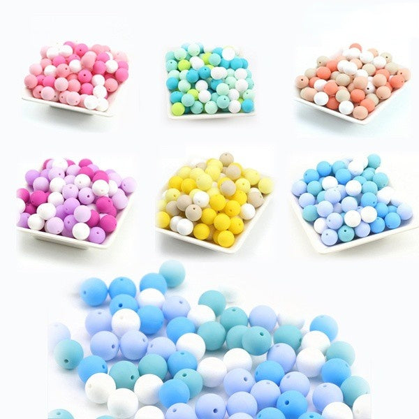 20/40/80pcs 12/15mm Candy Color Silicone Round Beads