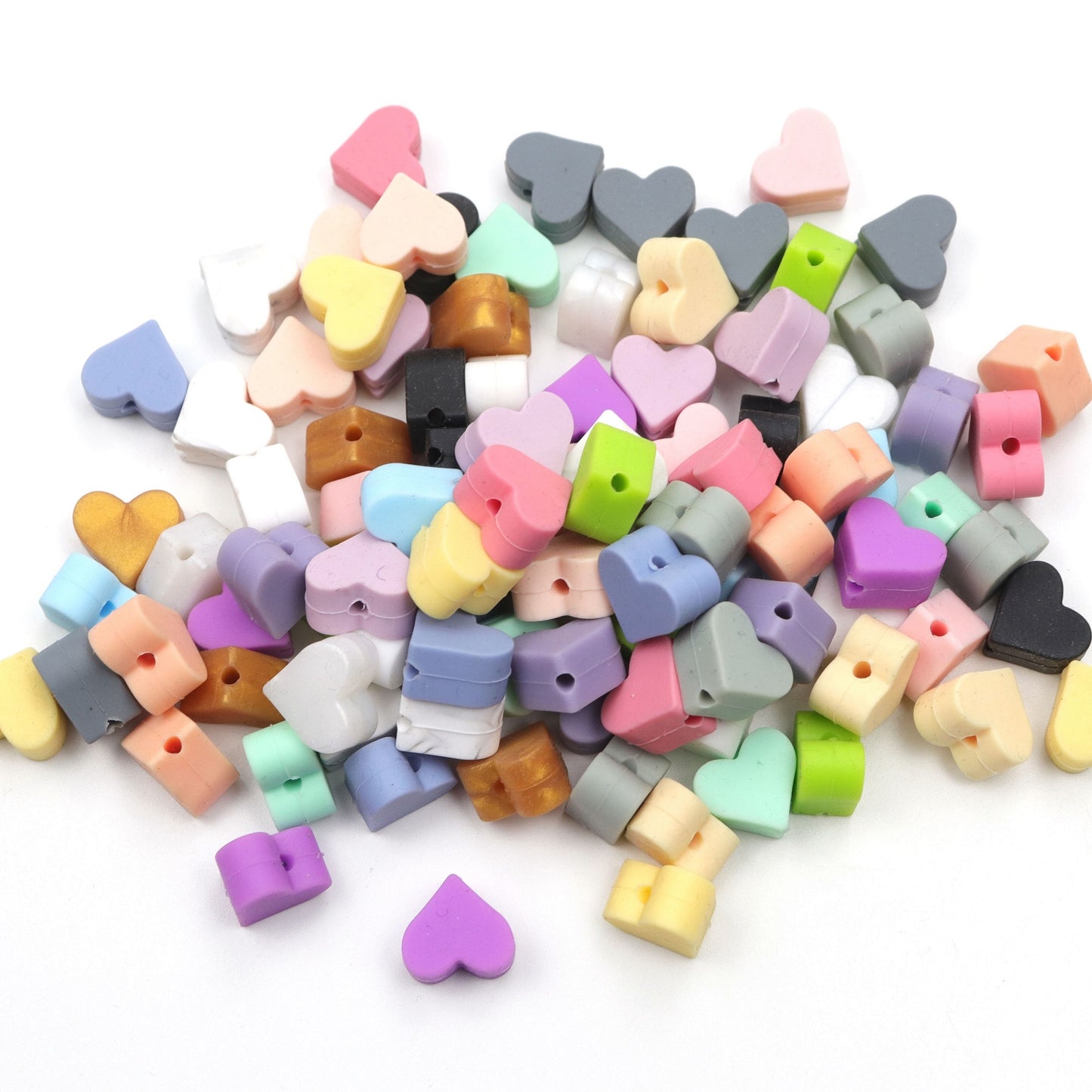 5pcs Silicone Lovely Heart Teething Beads