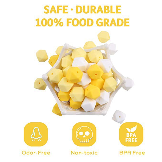 50pcs 17mm Hexagon Silicone Beads