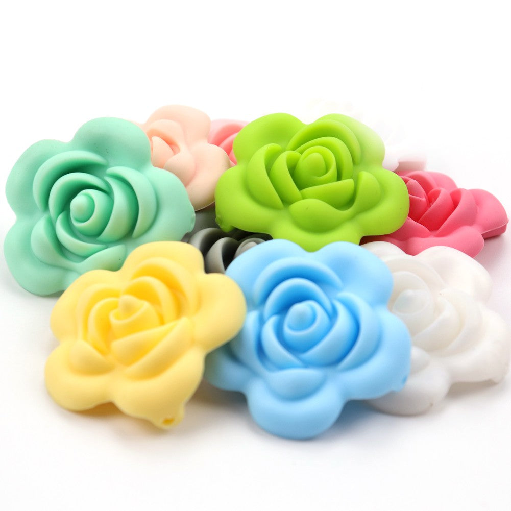 Silicone Rose Flower Teething Beads