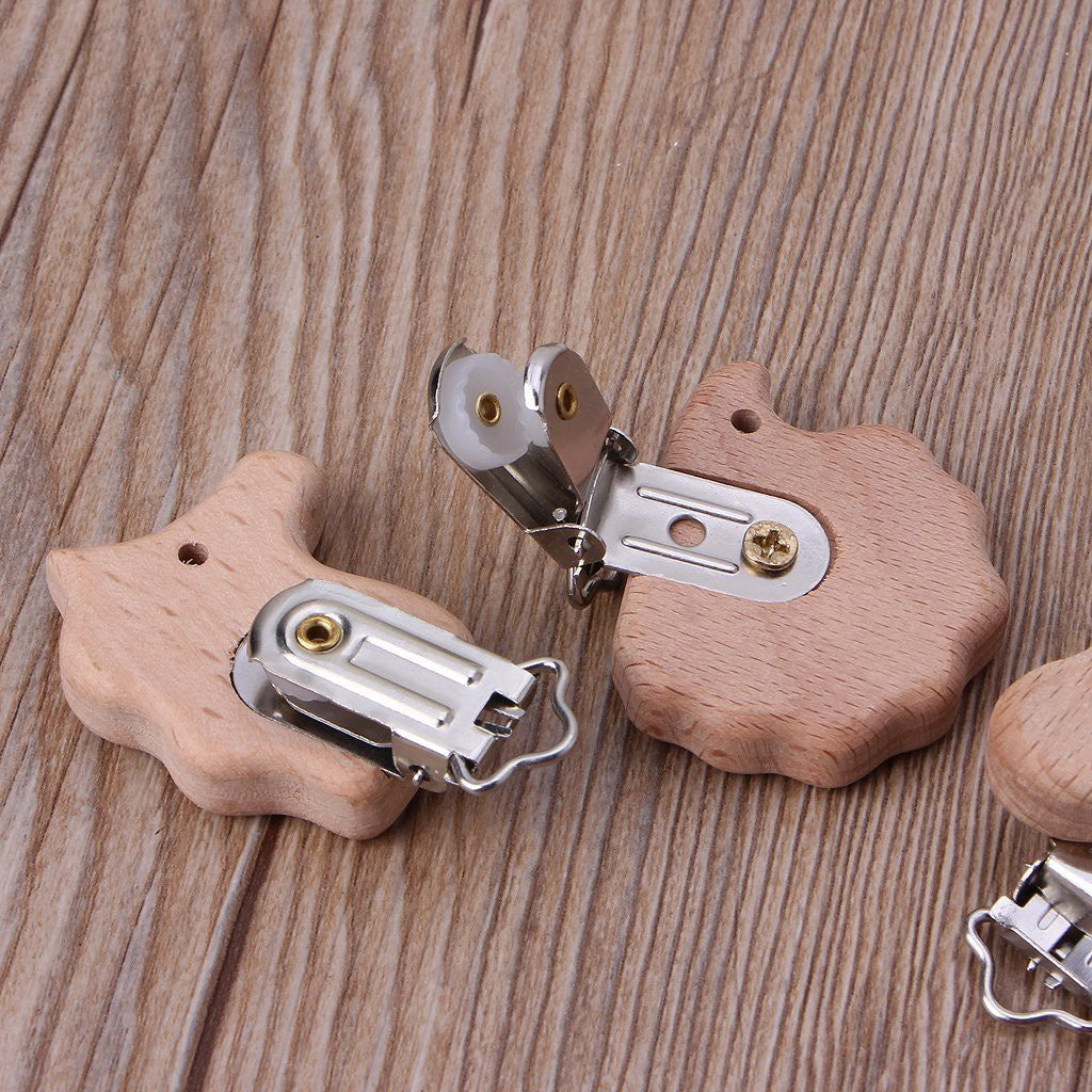 Wooden Animal Pacifier Clip