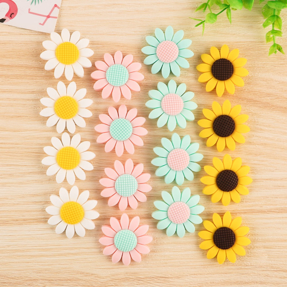 Silicone Sunflower Teething Beads