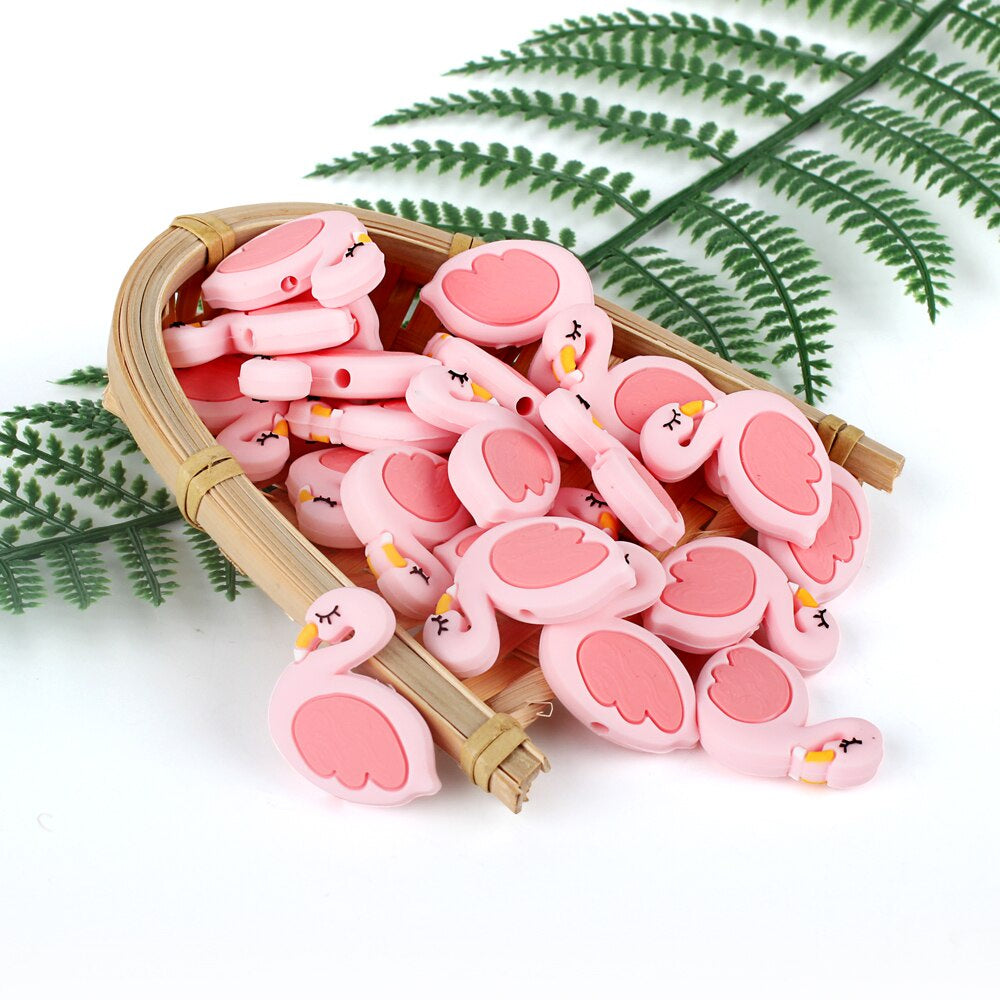 Silicone Flamingo Teething Beads