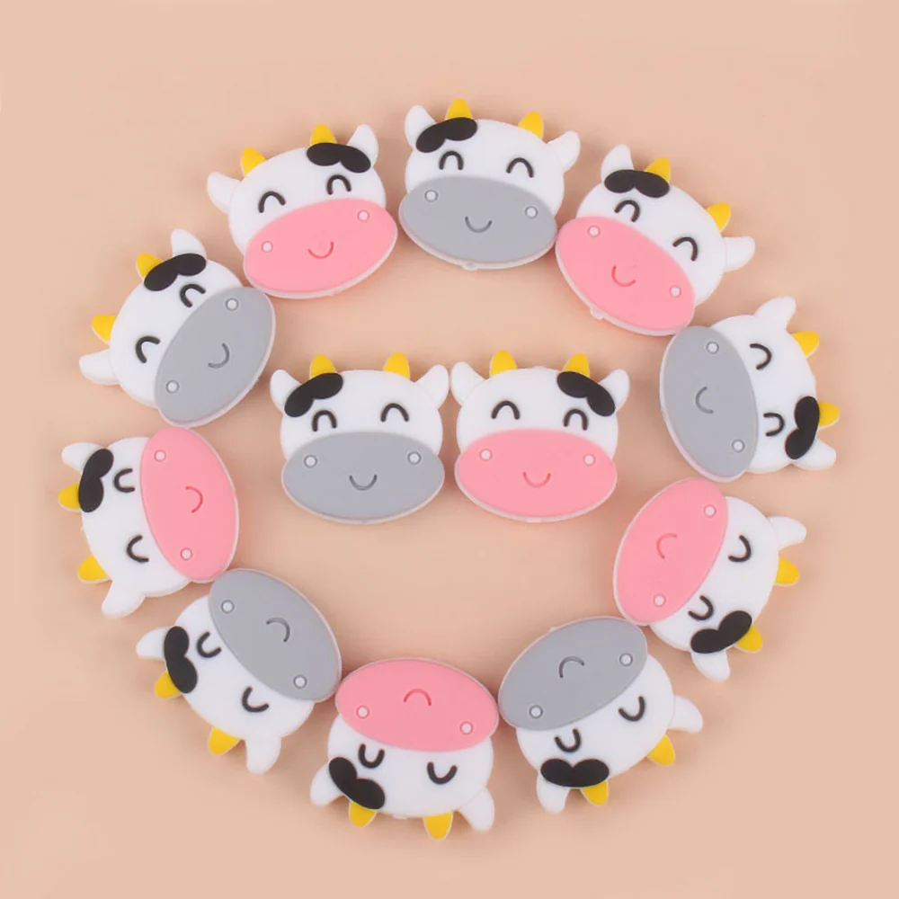 Silicone Cow Teething Beads