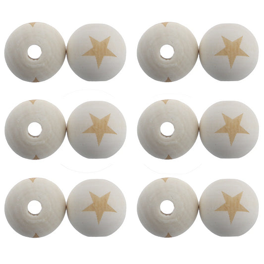 1pc Maple Wood 20mm Round Beads Laser Printing