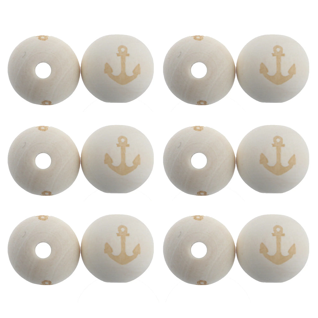 1pc Maple Wood 20mm Round Beads Laser Printing