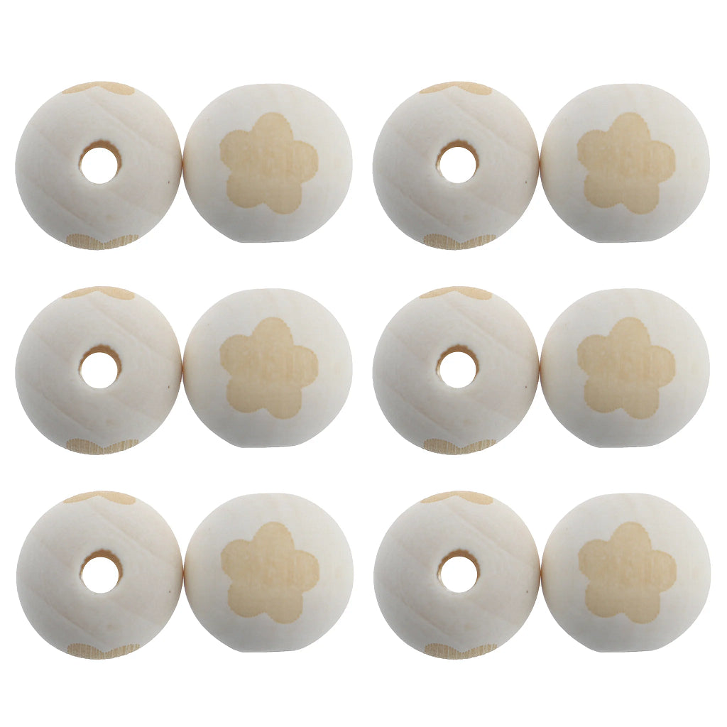 1pc Maple Wood 20mm Round Beads Laser Printing