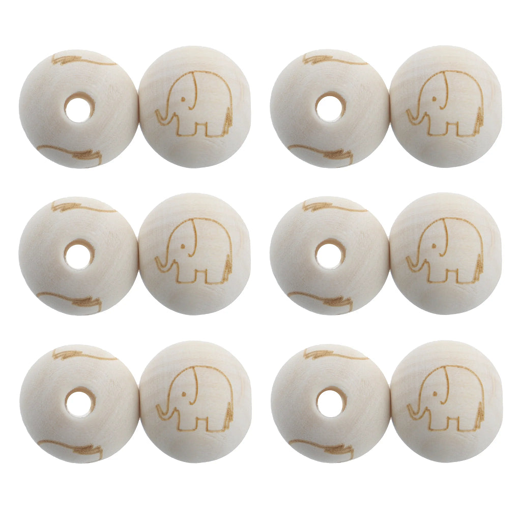 1pc Maple Wood 20mm Round Beads Laser Printing