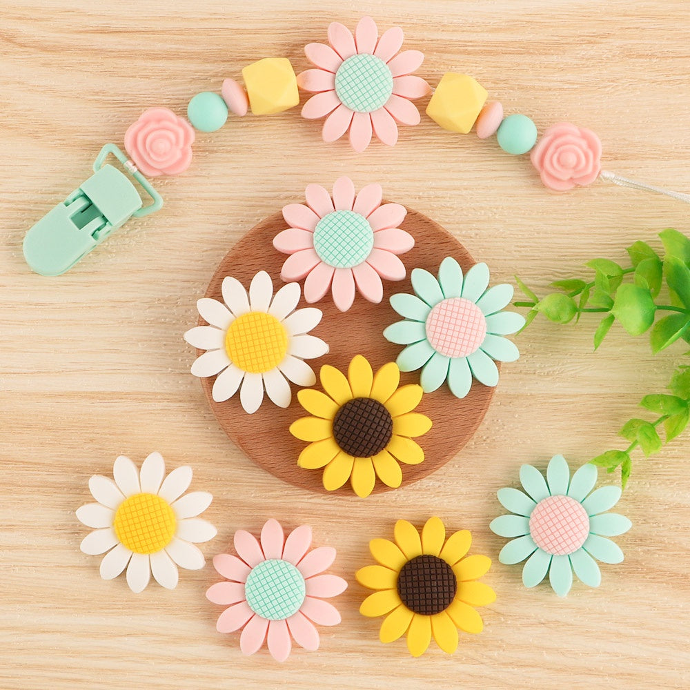 Silicone Sunflower Teething Beads
