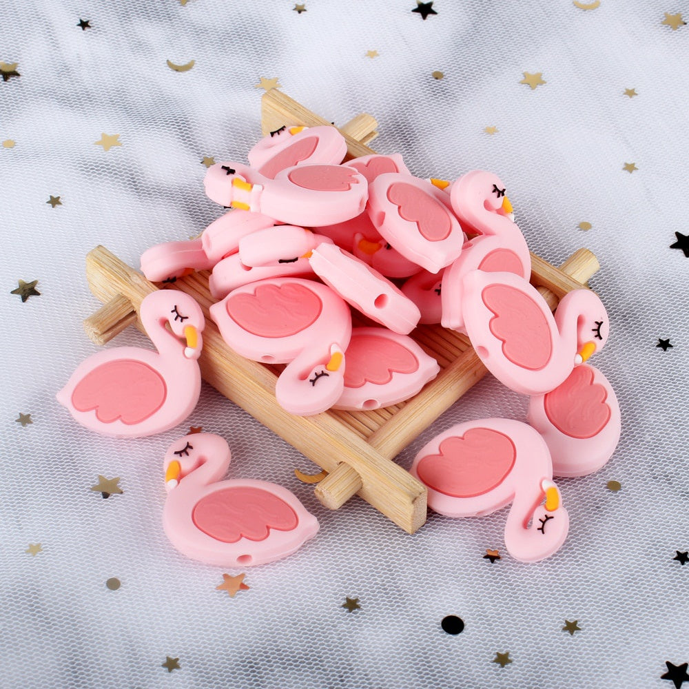 Silicone Flamingo Teething Beads