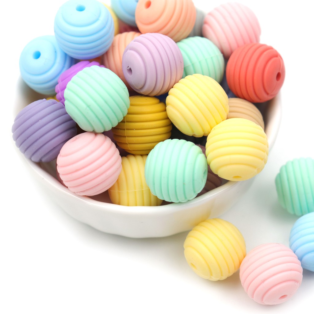5pcs Silicone Round Spiral Teething Beads