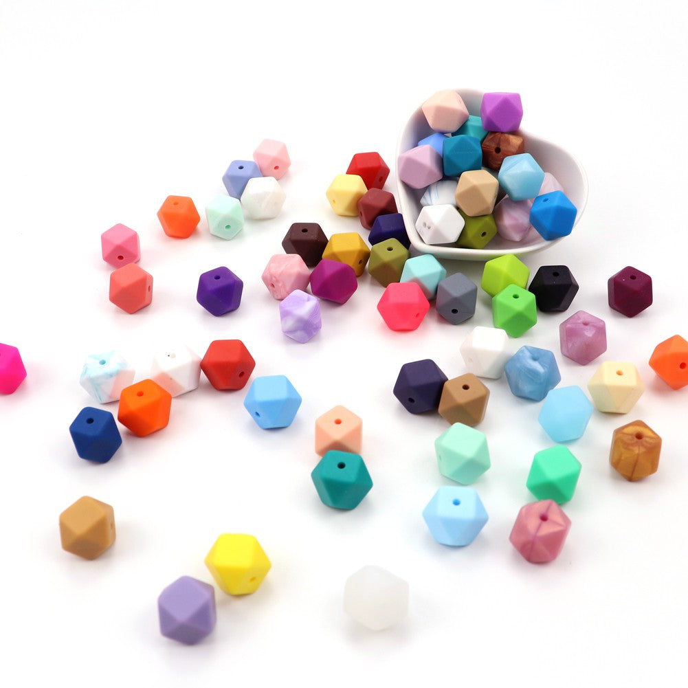 5pcs Silicone Hexagons Beads - 14mm